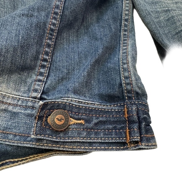Hollister Denim  Blue Jean Jacket Size Large NWT Has a removable Brooch - Picture 14 of 16